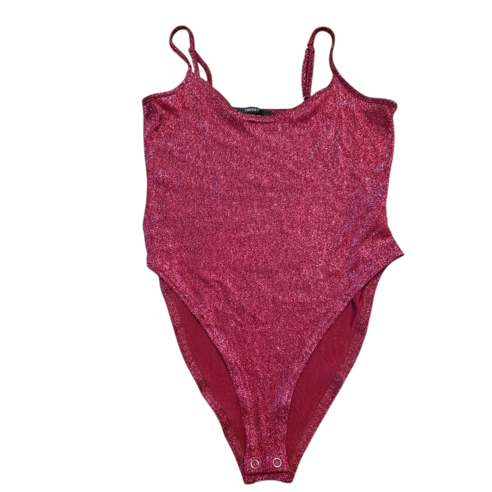 Forever 21 Shimmering Red Bodysuit Size L - Picture 2 of 9